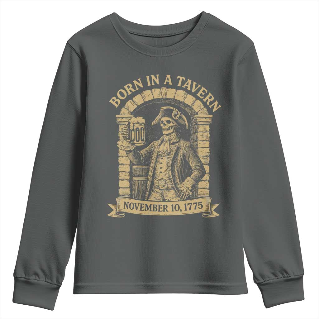 Funny Born In A Tavern Youth Sweatshirt 250th Birthday Military TS11 Dark Heather Print Your Wear