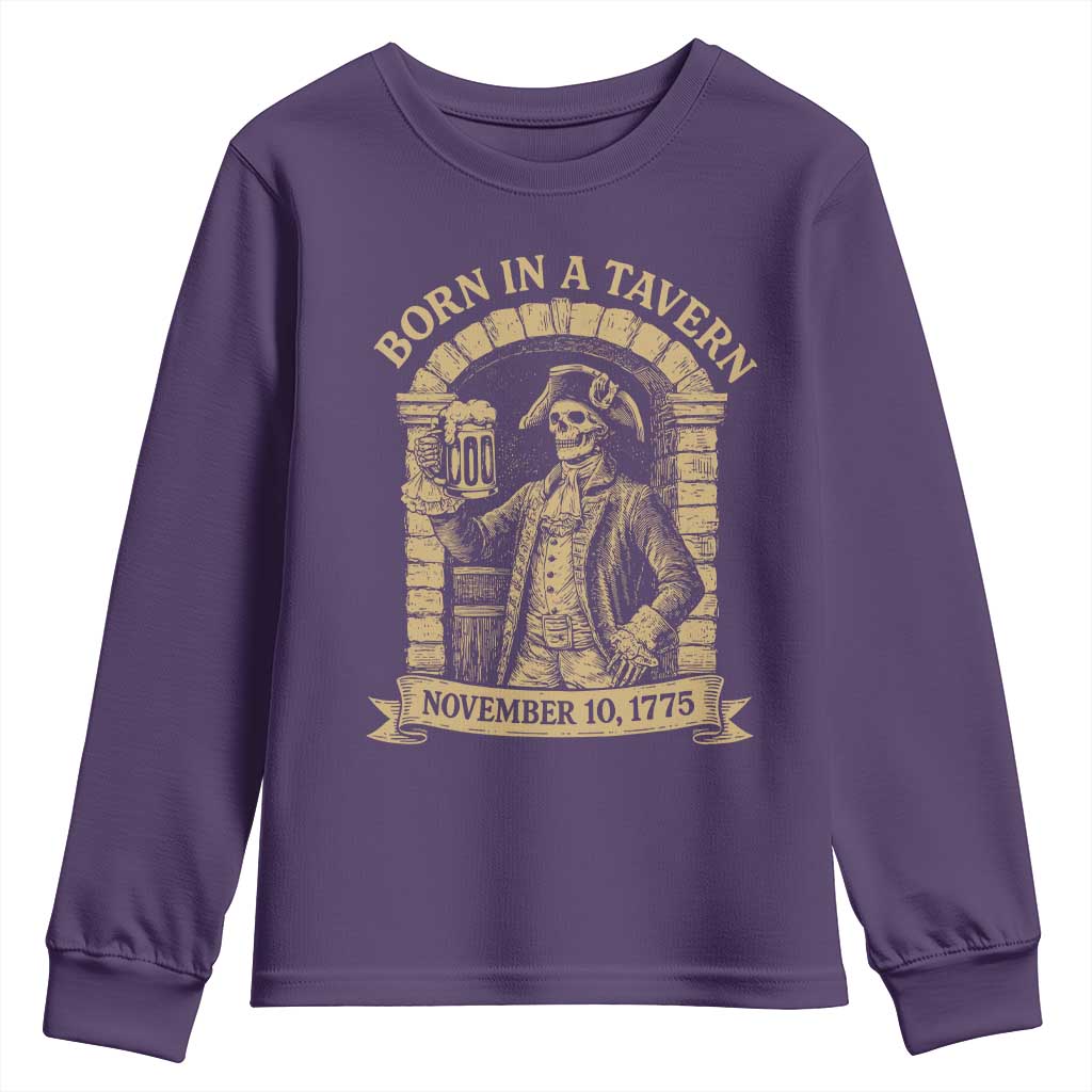 Funny Born In A Tavern Youth Sweatshirt 250th Birthday Military TS11 Purple Print Your Wear