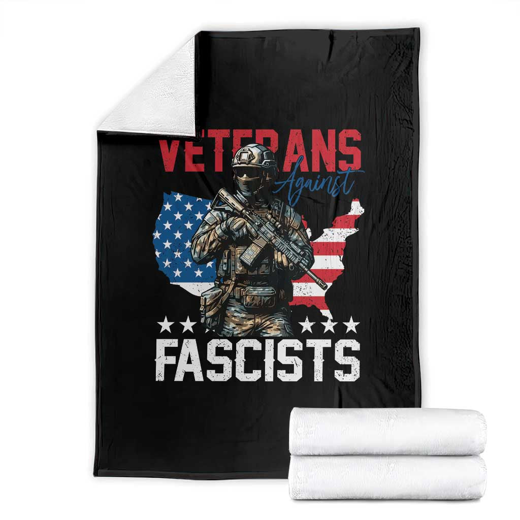 Veterans Against Fascists Throw Blanket Patriotic Soldier Vintage American Flag - Print Your Wear