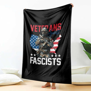 Veterans Against Fascists Throw Blanket Patriotic Soldier Vintage American Flag - Print Your Wear