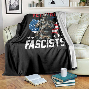 Veterans Against Fascists Throw Blanket Patriotic Soldier Vintage American Flag - Print Your Wear