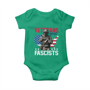 Veterans Against Fascists Baby Onesie Patriotic Soldier Vintage American Flag - Print Your Wear
