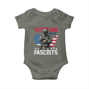 Veterans Against Fascists Baby Onesie Patriotic Soldier Vintage American Flag - Print Your Wear