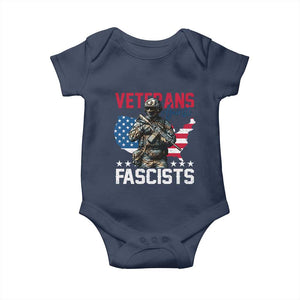 Veterans Against Fascists Baby Onesie Patriotic Soldier Vintage American Flag - Print Your Wear