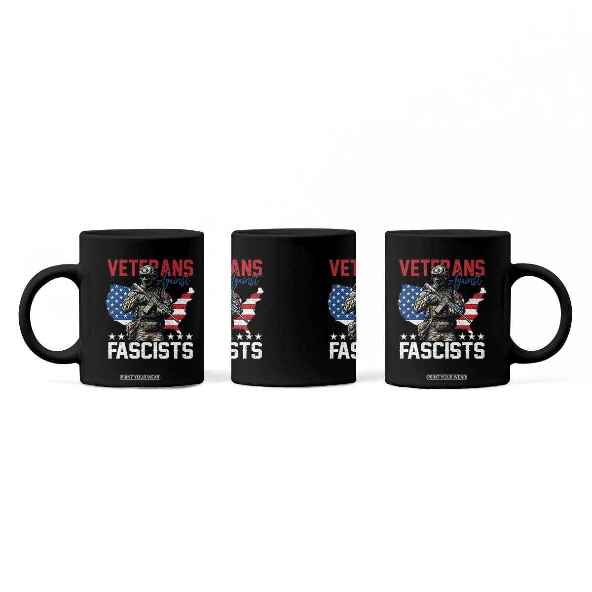 Veterans Against Fascists Coffee Mug Patriotic Soldier Vintage American Flag TS11 Print Your Wear
