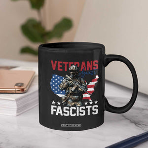 Veterans Against Fascists Coffee Mug Patriotic Soldier Vintage American Flag - Print Your Wear