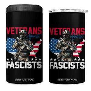 Veterans Against Fascists 4 in 1 Can Cooler Tumbler Patriotic Soldier Vintage American Flag - Print Your Wear