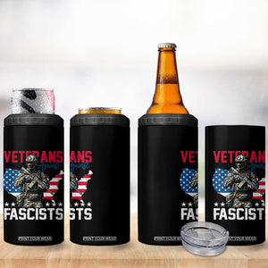 Veterans Against Fascists 4 in 1 Can Cooler Tumbler Patriotic Soldier Vintage American Flag - Print Your Wear