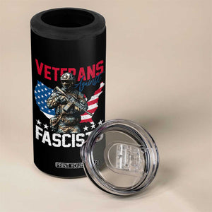 Veterans Against Fascists 4 in 1 Can Cooler Tumbler Patriotic Soldier Vintage American Flag - Print Your Wear
