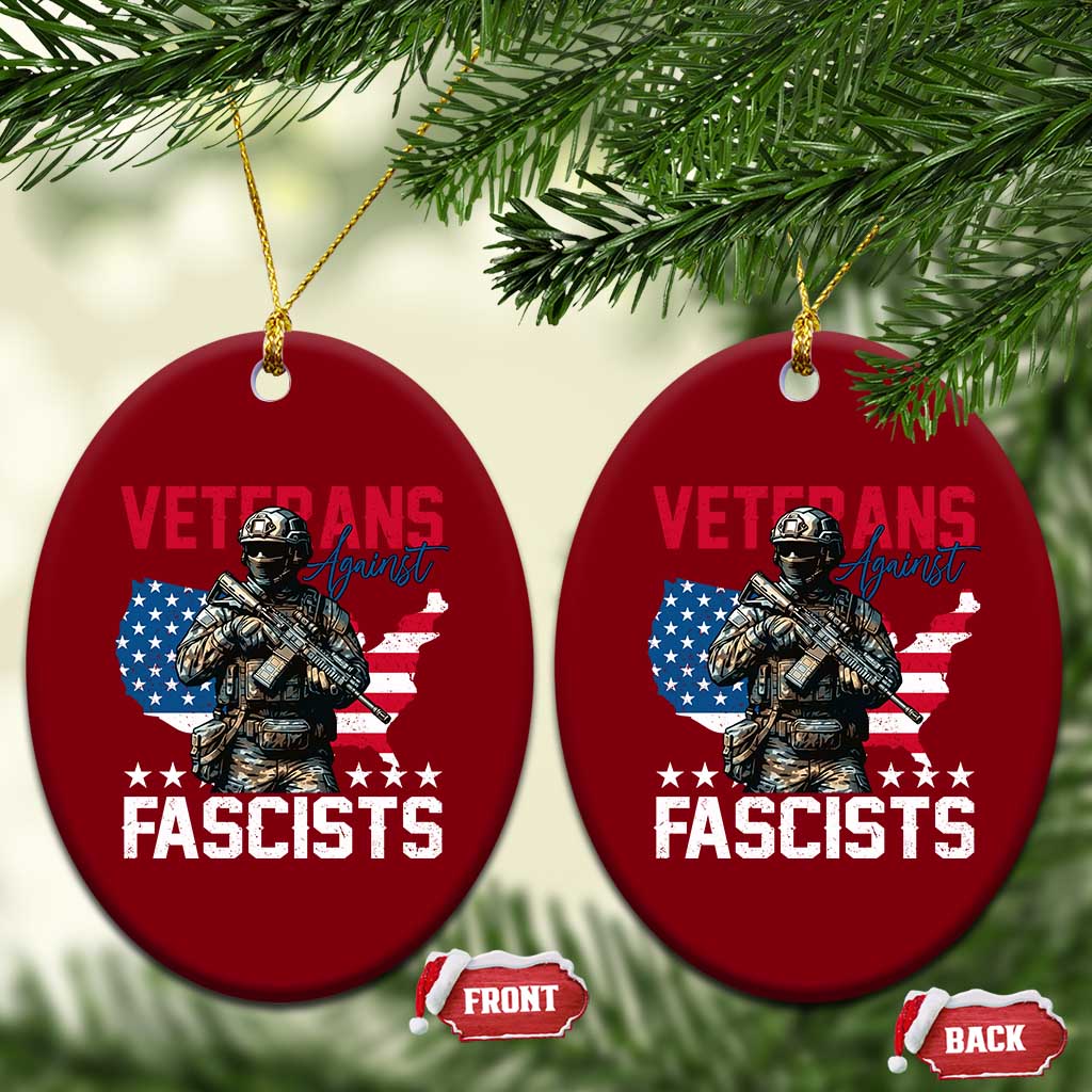 Veterans Against Fascists Ceramic Ornament Patriotic Soldier Vintage American Flag TS11 Print Your Wear