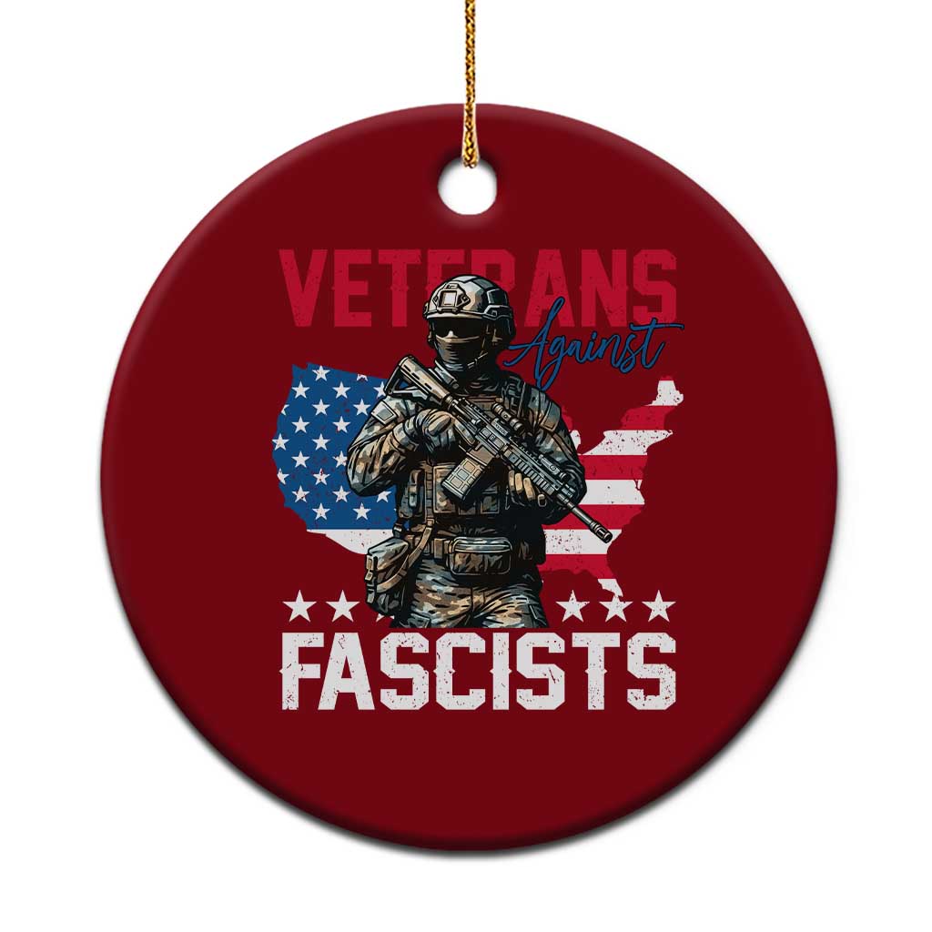 Veterans Against Fascists Ceramic Ornament Patriotic Soldier Vintage American Flag TS11 1pc Red Print Your Wear