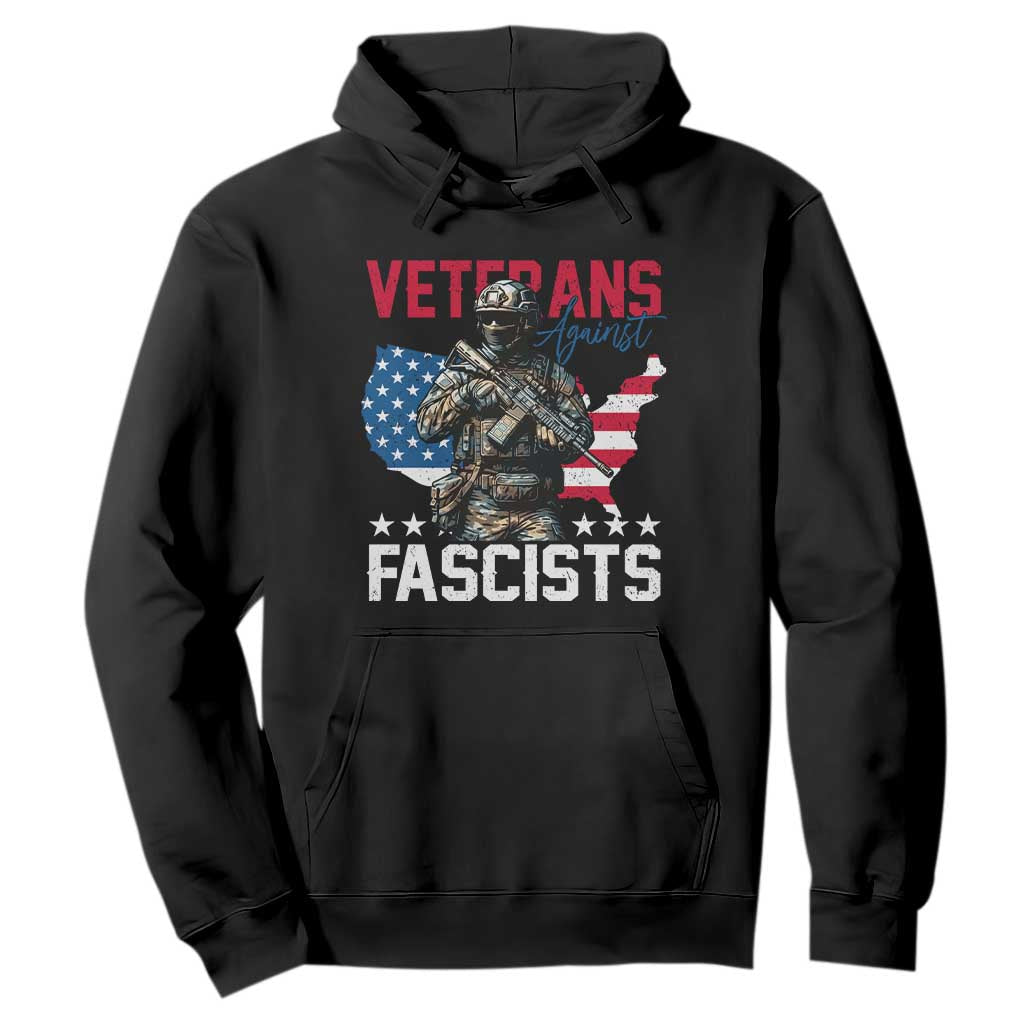 Veterans Against Fascists Hoodie Patriotic Soldier Vintage American Flag - Print Your Wear