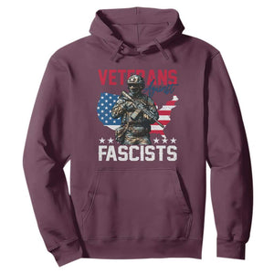 Veterans Against Fascists Hoodie Patriotic Soldier Vintage American Flag TS11 Maroon Print Your Wear