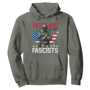 Veterans Against Fascists Hoodie Patriotic Soldier Vintage American Flag - Print Your Wear