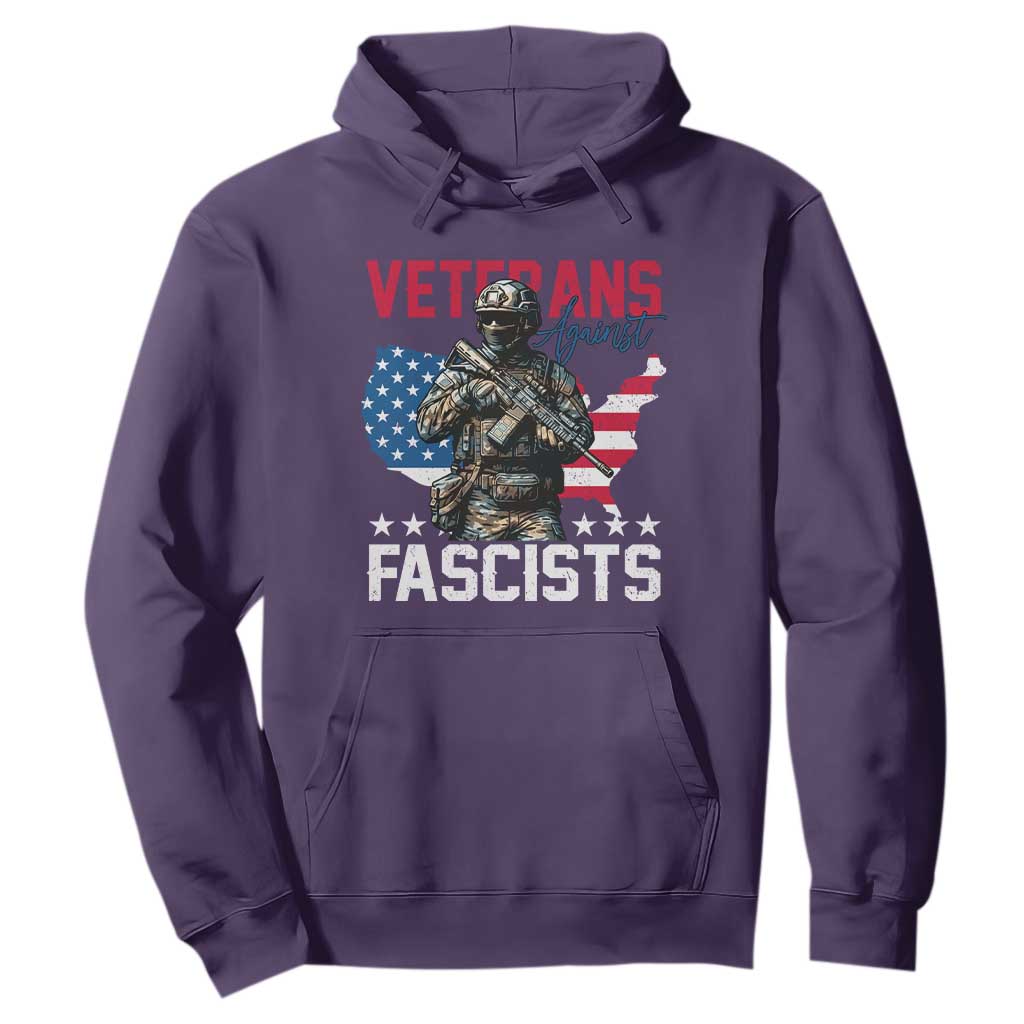 Veterans Against Fascists Hoodie Patriotic Soldier Vintage American Flag TS11 Purple Print Your Wear
