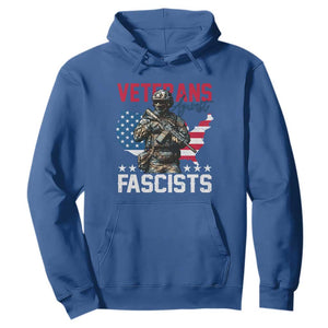 Veterans Against Fascists Hoodie Patriotic Soldier Vintage American Flag TS11 Royal Blue Print Your Wear