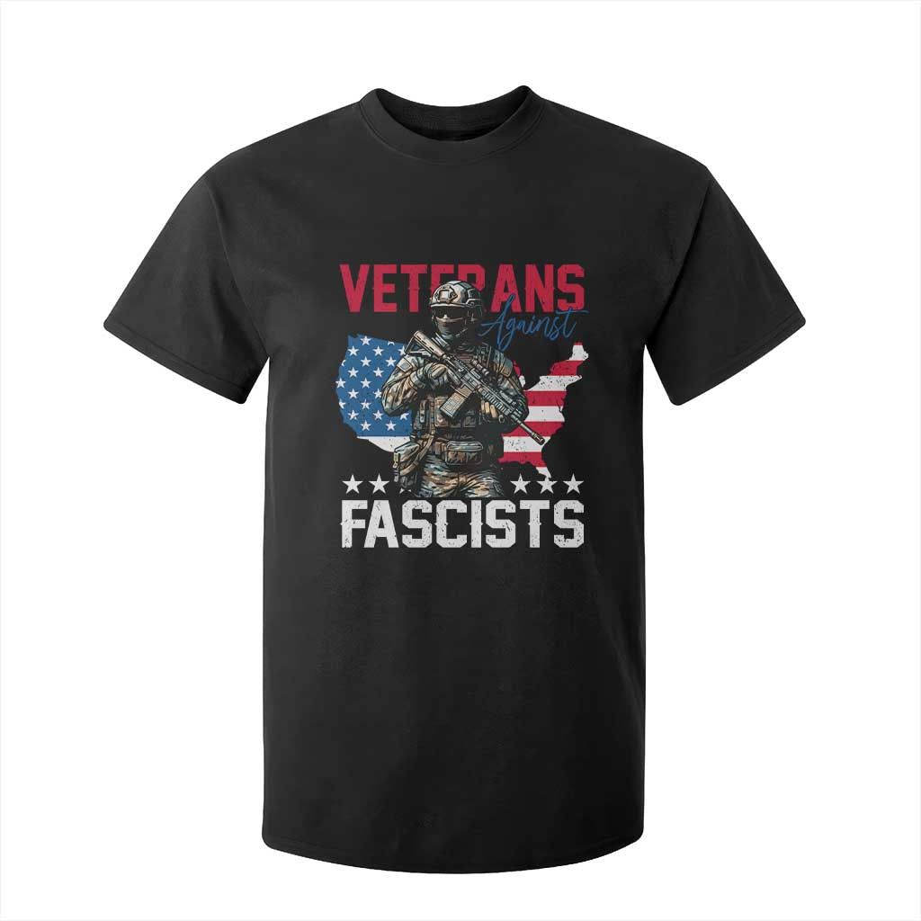 Veterans Against Fascists T Shirt For Kid Patriotic Soldier Vintage American Flag - Print Your Wear