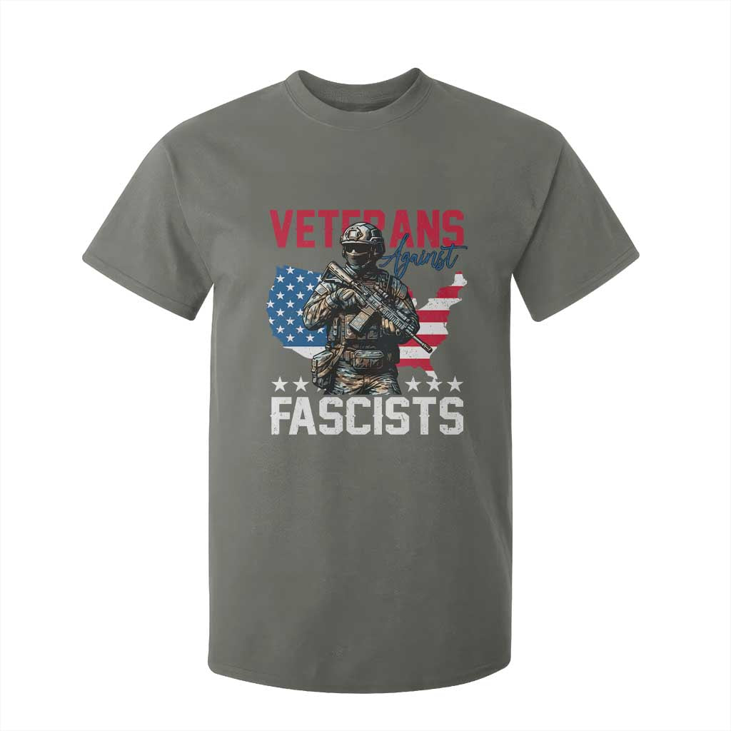 Veterans Against Fascists T Shirt For Kid Patriotic Soldier Vintage American Flag TS11 Military Green Print Your Wear