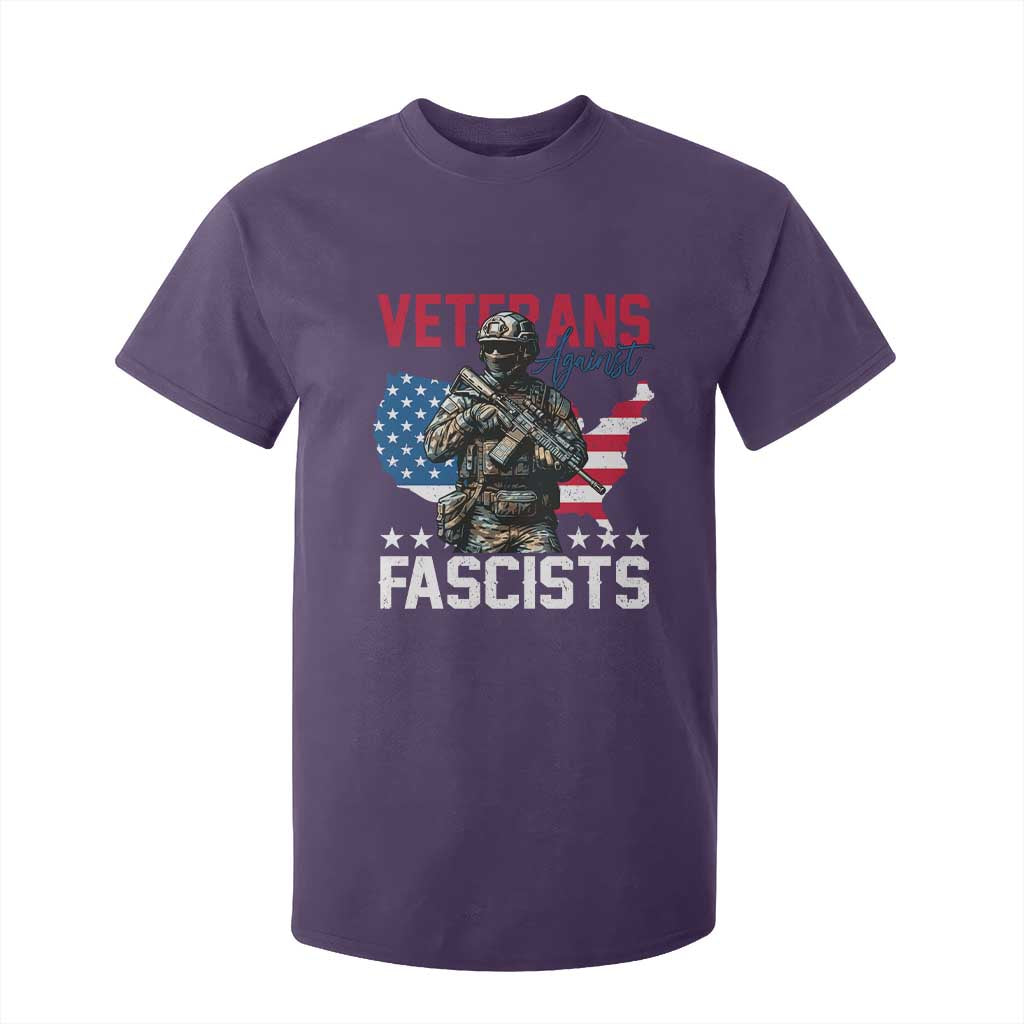 Veterans Against Fascists T Shirt For Kid Patriotic Soldier Vintage American Flag TS11 Purple Print Your Wear