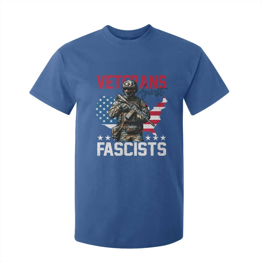 Veterans Against Fascists T Shirt For Kid Patriotic Soldier Vintage American Flag TS11 Royal Blue Print Your Wear