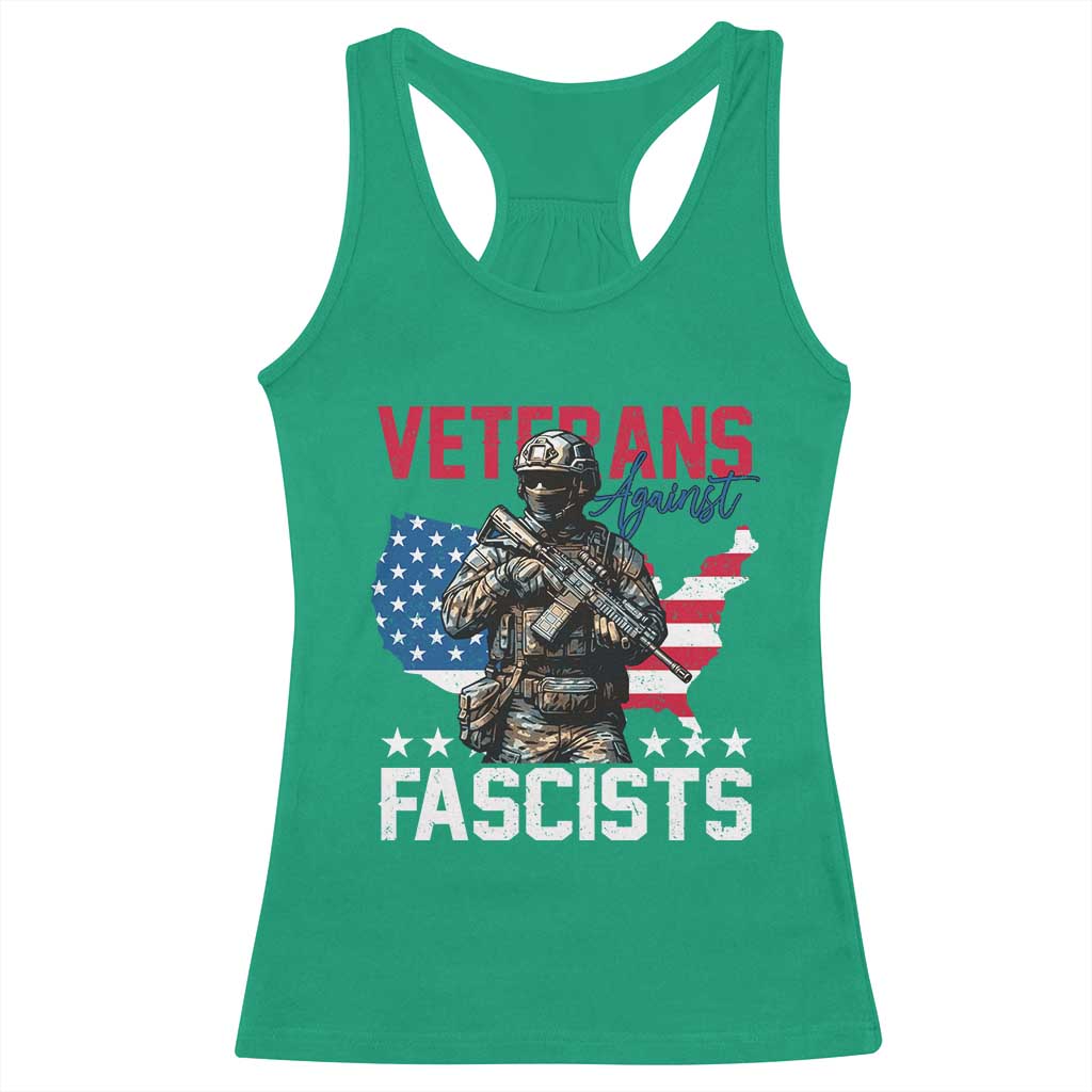 Veterans Against Fascists Racerback Tank Top Patriotic Soldier Vintage American Flag TS11 Irish Green Print Your Wear