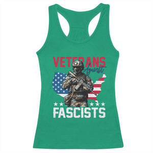 Veterans Against Fascists Racerback Tank Top Patriotic Soldier Vintage American Flag - Print Your Wear