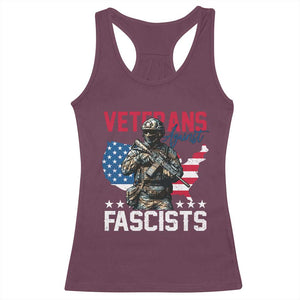 Veterans Against Fascists Racerback Tank Top Patriotic Soldier Vintage American Flag TS11 Maroon Print Your Wear