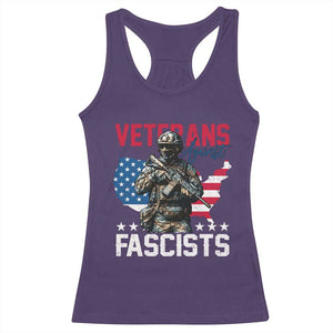 Veterans Against Fascists Racerback Tank Top Patriotic Soldier Vintage American Flag - Print Your Wear