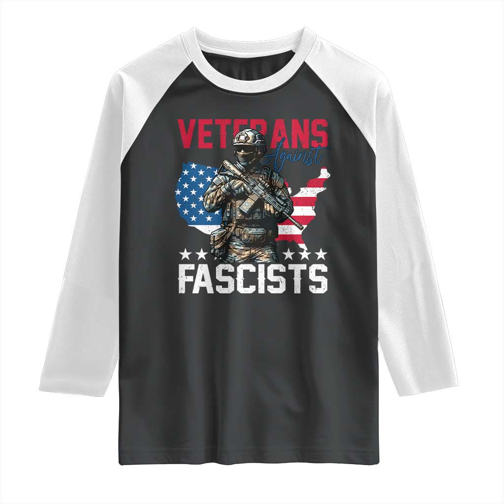 Veterans Against Fascists Raglan Shirt Patriotic Soldier Vintage American Flag TS11 Black White Print Your Wear