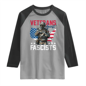Veterans Against Fascists Raglan Shirt Patriotic Soldier Vintage American Flag - Print Your Wear