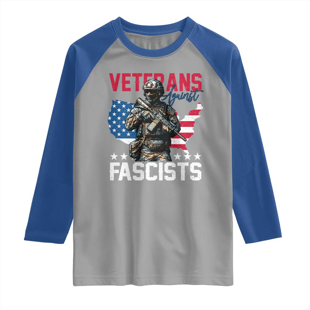 Veterans Against Fascists Raglan Shirt Patriotic Soldier Vintage American Flag TS11 Sport Gray Royal Print Your Wear