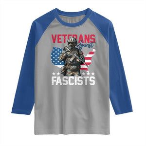 Veterans Against Fascists Raglan Shirt Patriotic Soldier Vintage American Flag - Print Your Wear