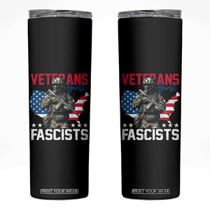 Veterans Against Fascists Skinny Tumbler Patriotic Soldier Vintage American Flag - Print Your Wear