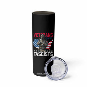 Veterans Against Fascists Skinny Tumbler Patriotic Soldier Vintage American Flag - Print Your Wear
