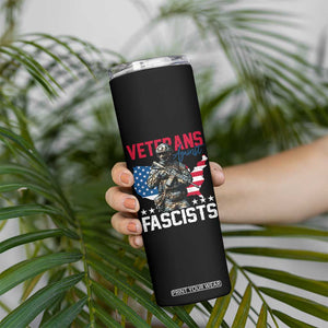 Veterans Against Fascists Skinny Tumbler Patriotic Soldier Vintage American Flag - Print Your Wear