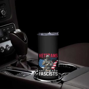 Veterans Against Fascists Skinny Tumbler Patriotic Soldier Vintage American Flag - Print Your Wear
