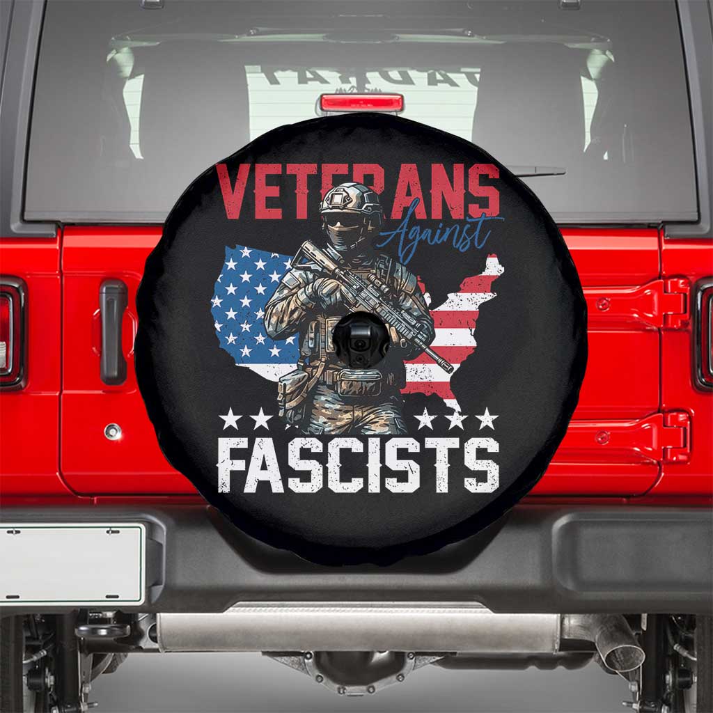 Veterans Against Fascists Spare Tire Cover Patriotic Soldier Vintage American Flag TS11 Black Print Your Wear