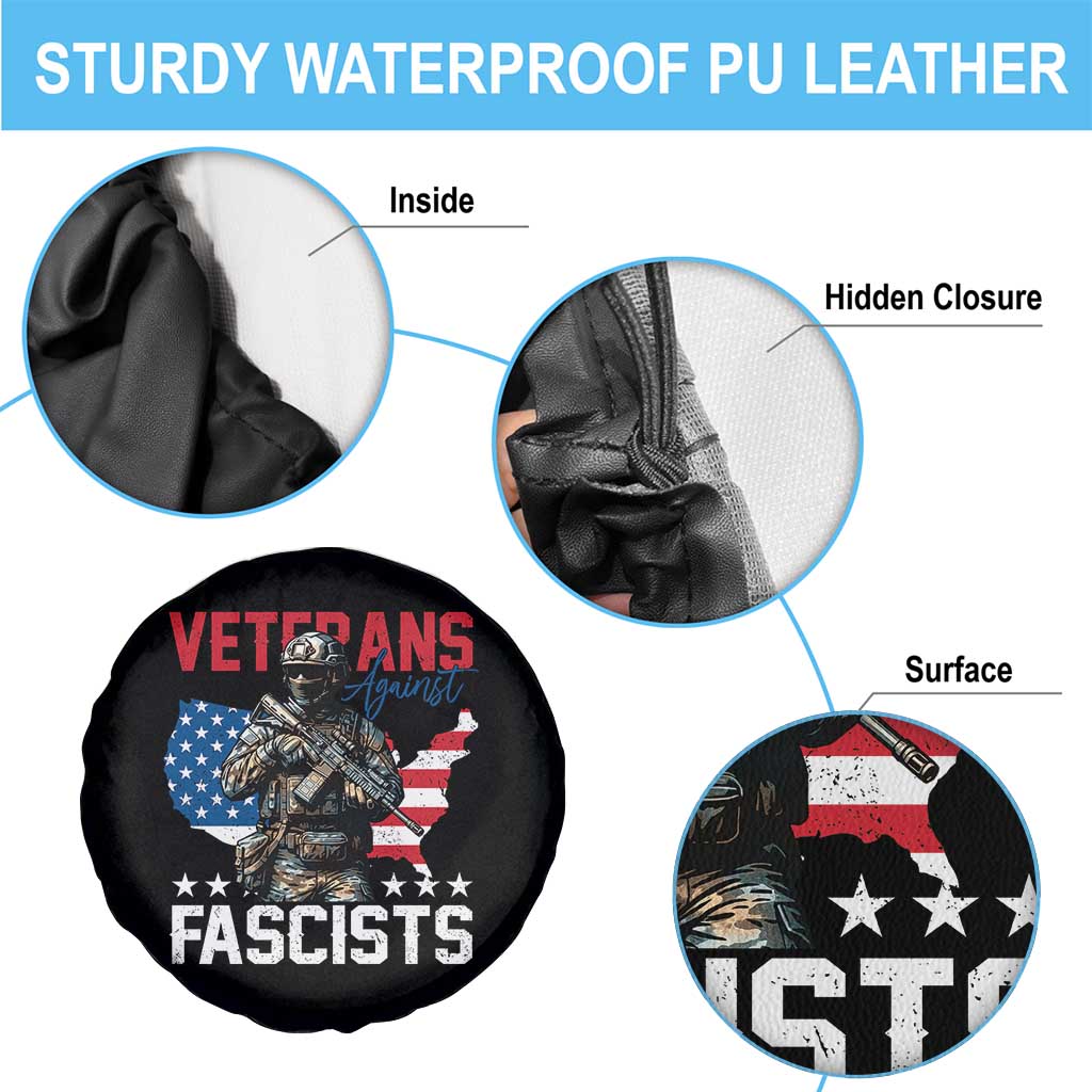 Veterans Against Fascists Spare Tire Cover Patriotic Soldier Vintage American Flag TS11 Print Your Wear