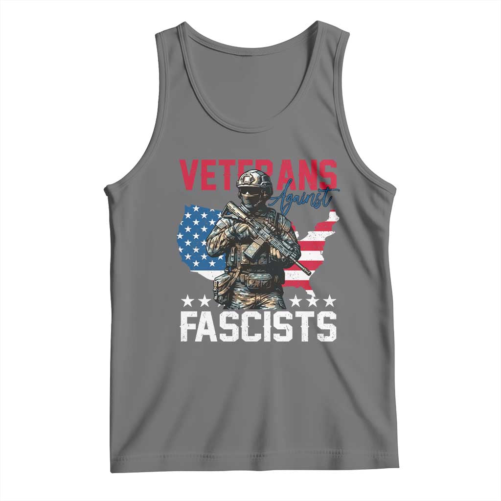 Veterans Against Fascists Tank Top Patriotic Soldier Vintage American Flag TS11 Black Heather Print Your Wear