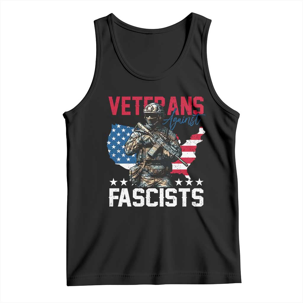 Veterans Against Fascists Tank Top Patriotic Soldier Vintage American Flag TS11 Black Print Your Wear