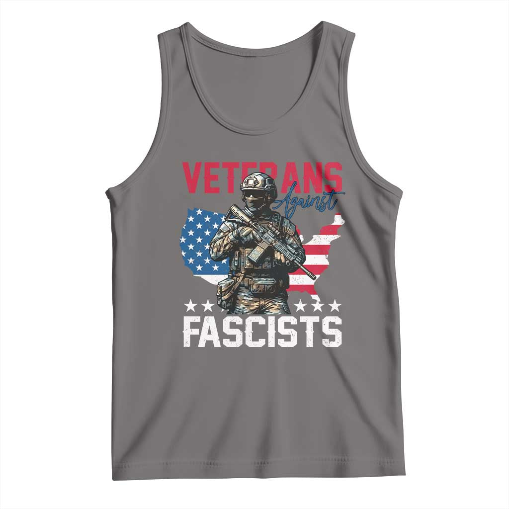 Veterans Against Fascists Tank Top Patriotic Soldier Vintage American Flag TS11 Deep Heather Print Your Wear