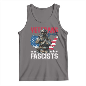 Veterans Against Fascists Tank Top Patriotic Soldier Vintage American Flag TS11 Deep Heather Print Your Wear