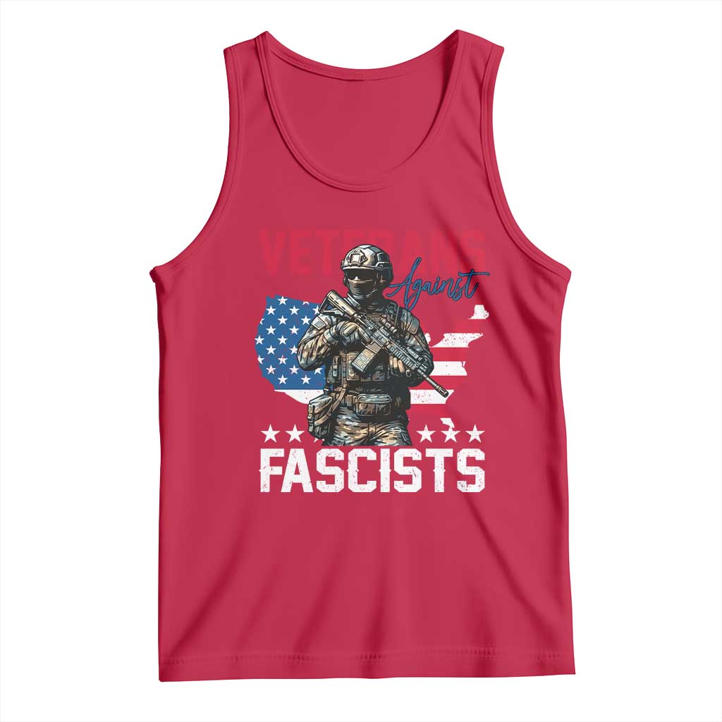 Veterans Against Fascists Tank Top Patriotic Soldier Vintage American Flag TS11 Red Print Your Wear