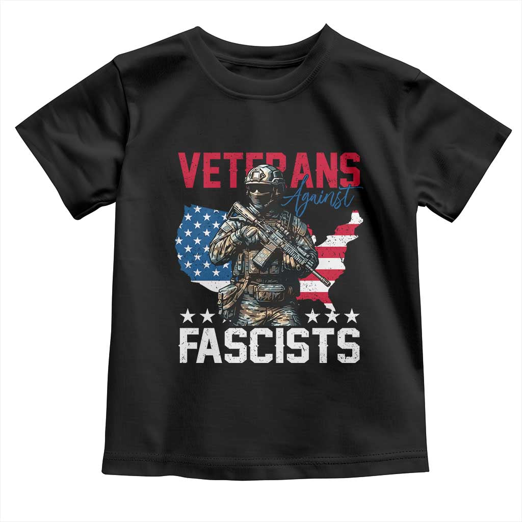 Veterans Against Fascists Toddler T Shirt Patriotic Soldier Vintage American Flag - Print Your Wear