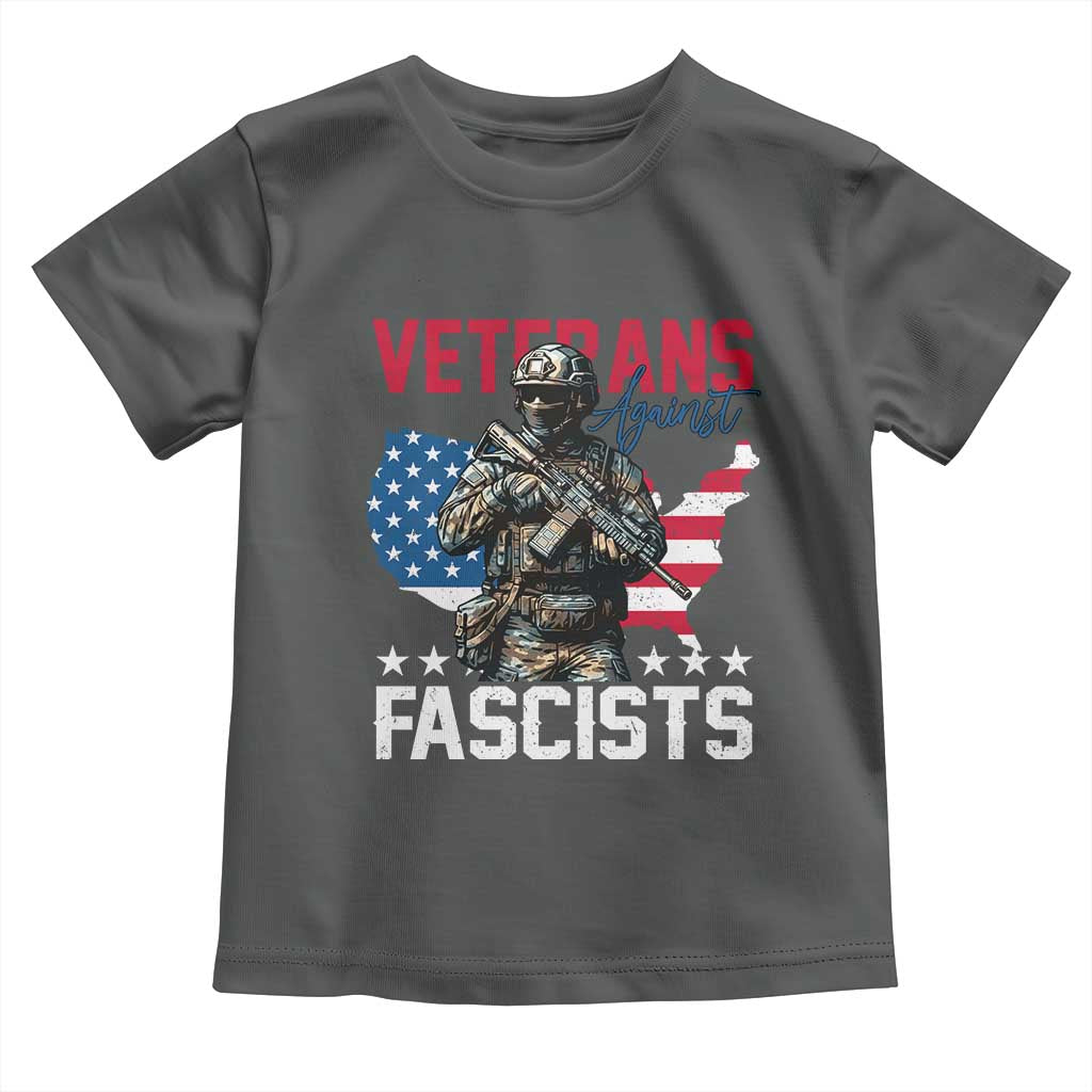 Veterans Against Fascists Toddler T Shirt Patriotic Soldier Vintage American Flag TS11 Dark Heather Print Your Wear