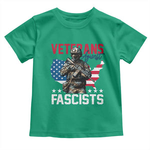 Veterans Against Fascists Toddler T Shirt Patriotic Soldier Vintage American Flag - Print Your Wear