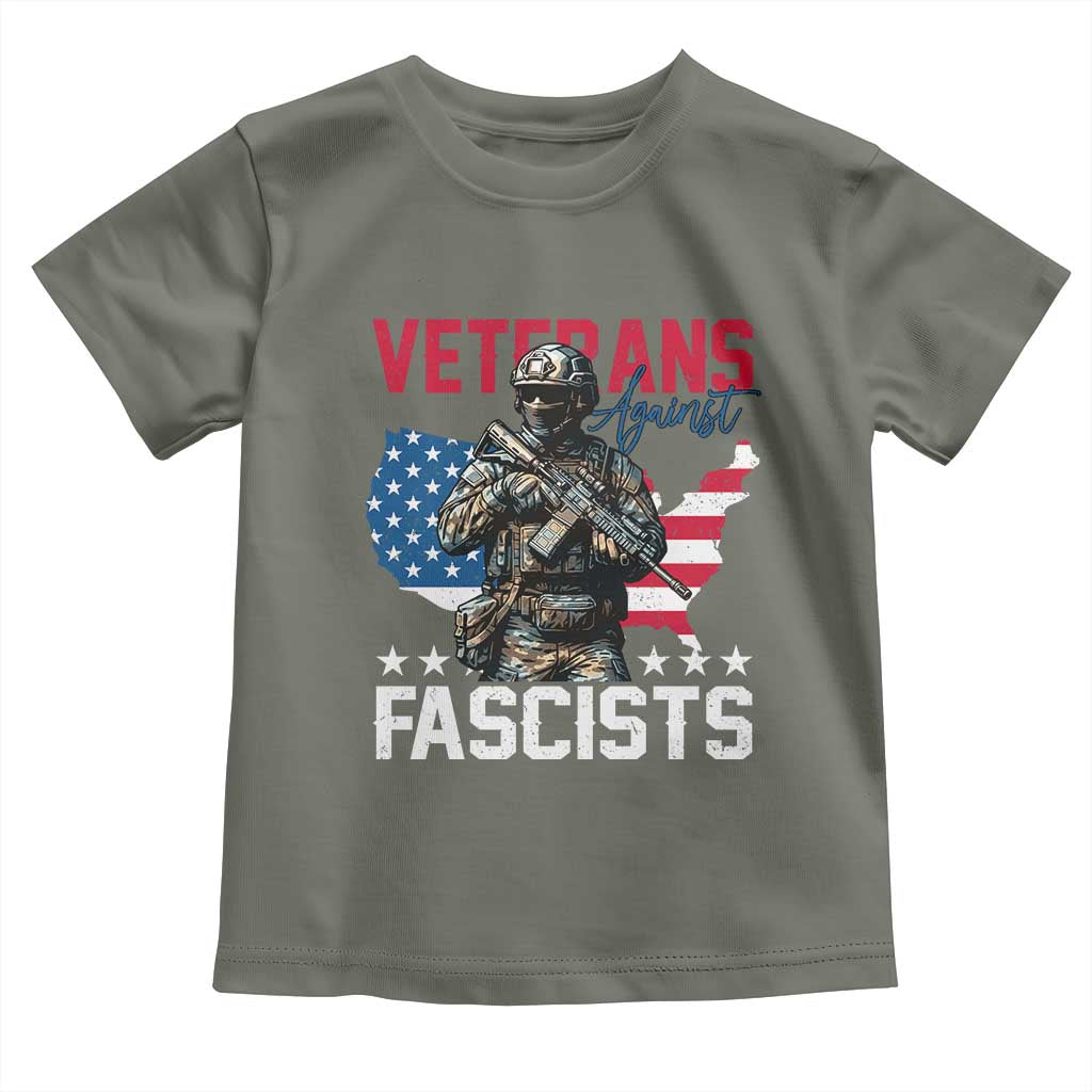 Veterans Against Fascists Toddler T Shirt Patriotic Soldier Vintage American Flag TS11 Military Green Print Your Wear