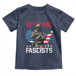 Veterans Against Fascists Toddler T Shirt Patriotic Soldier Vintage American Flag TS11 Navy Print Your Wear