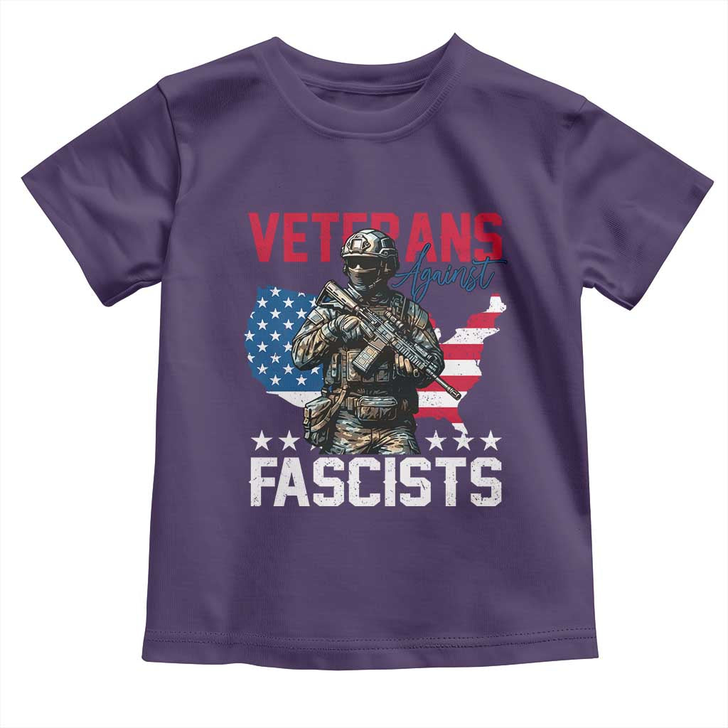 Veterans Against Fascists Toddler T Shirt Patriotic Soldier Vintage American Flag TS11 Purple Print Your Wear