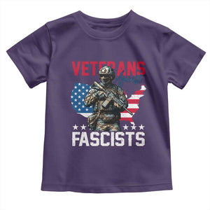 Veterans Against Fascists Toddler T Shirt Patriotic Soldier Vintage American Flag - Print Your Wear